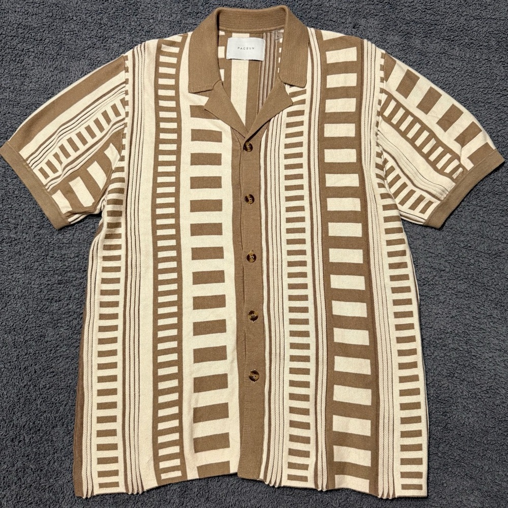 🔥Pacsun Shirt - Men's Large Button Up Patterned Knit Soft